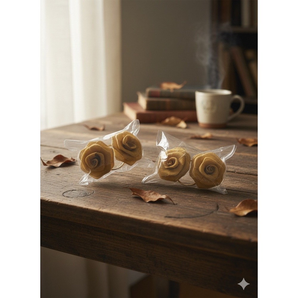 NWT! Pottery Barn Gold‎ Rose Napkin Rings Set of 4 Rustic Farmhouse Decor